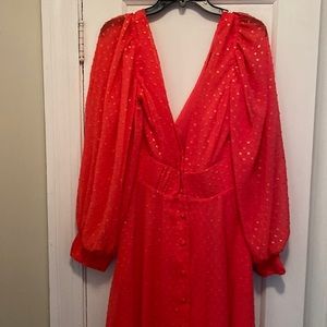 Kimberly Goldson maxi dress (Red & Gold) crafted of jacquard.